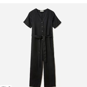 Everlane Short Sleeve Linen Jumpsuit Black Size 8